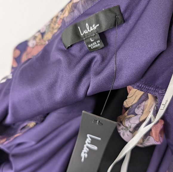 Lulus Feeling Sweet Purple Floral Print Long Sleeve Wrap Maxi Dress Size L - Picture 7 of 10